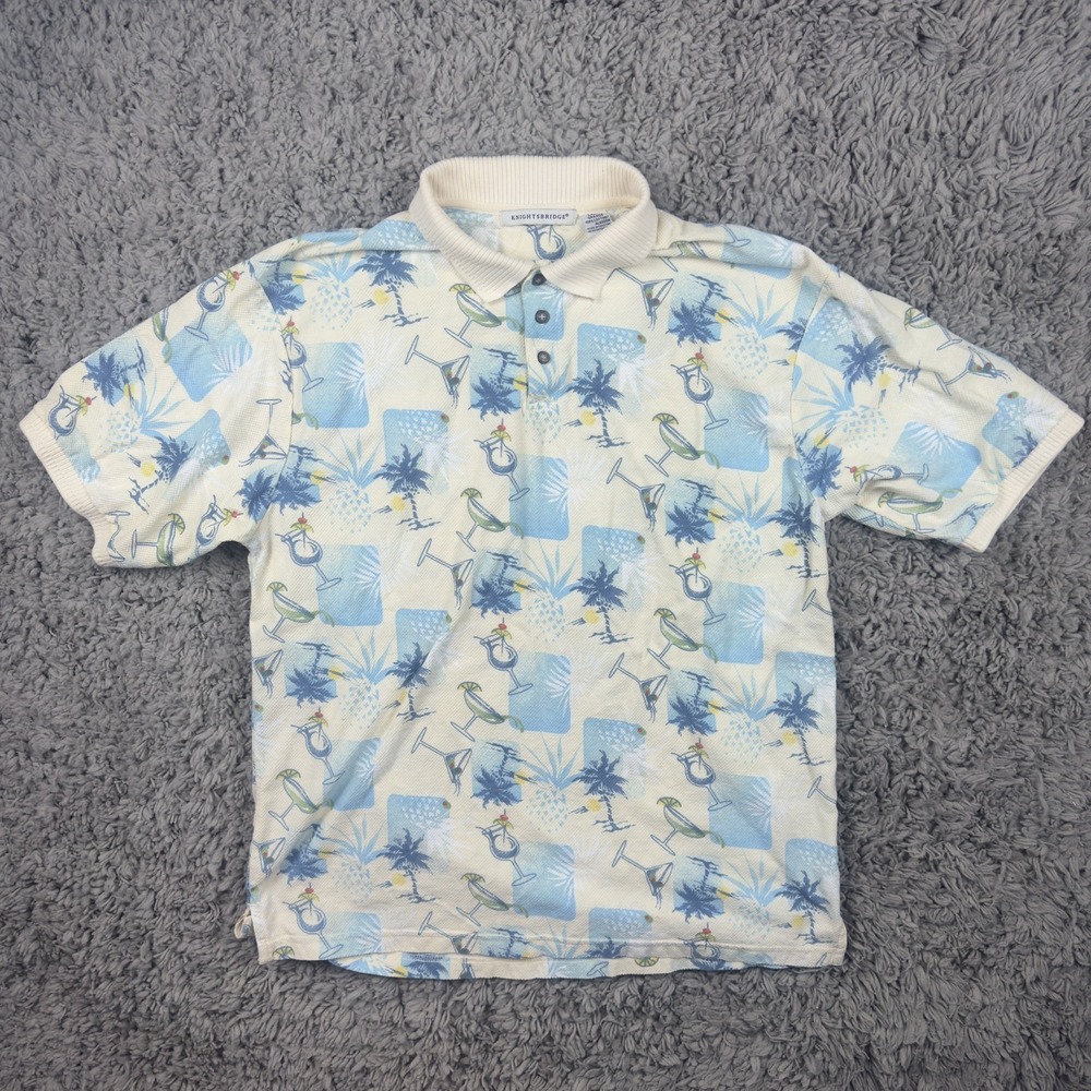 Men's Knightsbridge Margarita & Palm Tree Quarter Button Polo Size Large